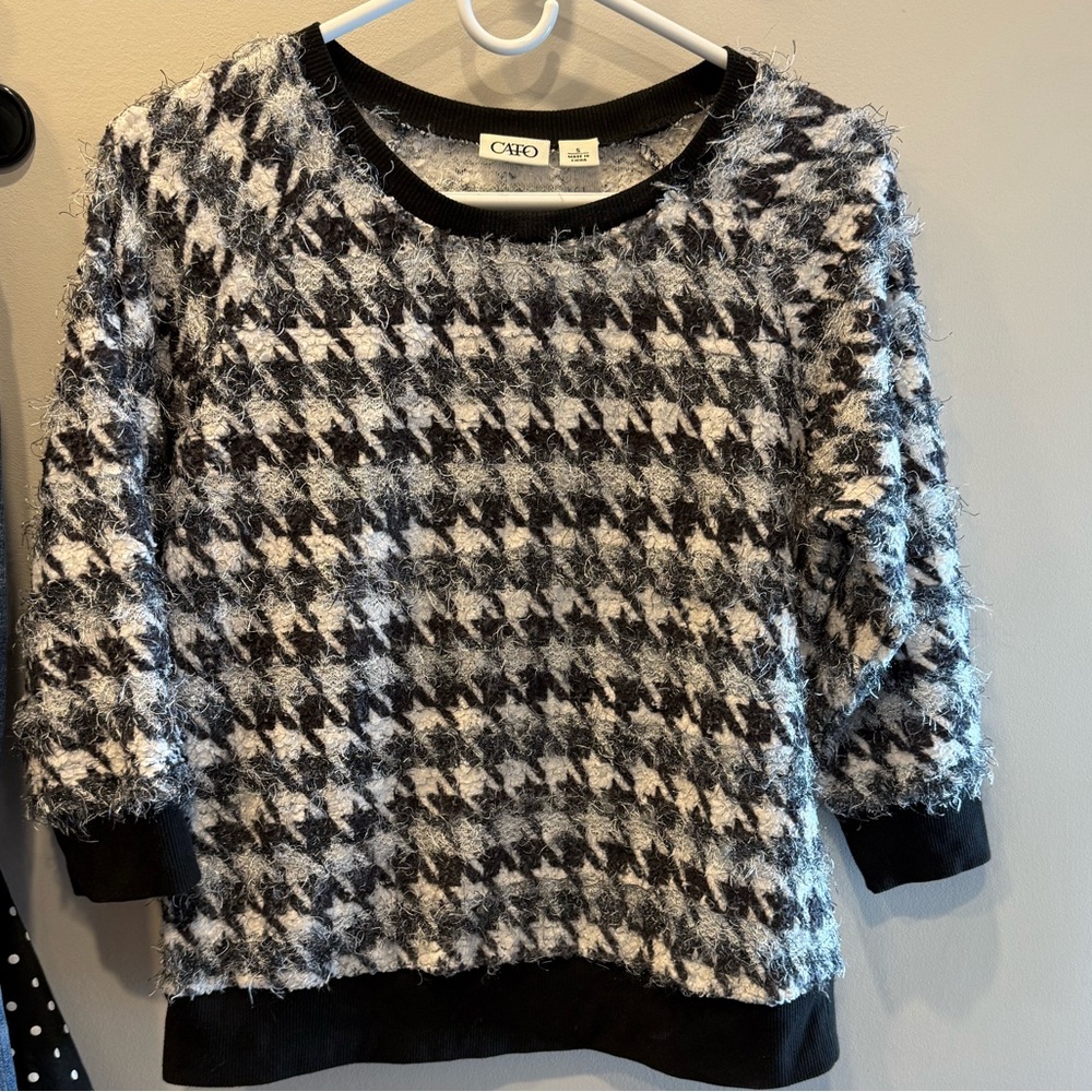 Black and White Cato size small Houndstooth Sweater